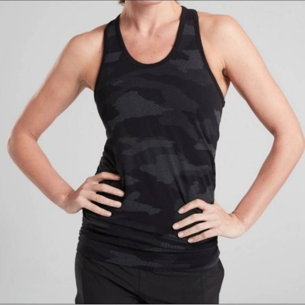 Athleta Speedlight Black Camo Active Tank Top